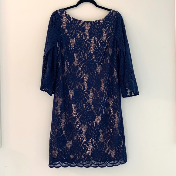 Lilly Pulitzer Womens M Navy Lace Cocktail Dress Elegant Classic Sophisticated - Picture 2 of 16
